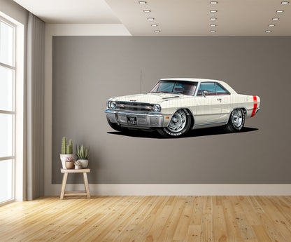 1969 Dart GTS White Muscle Car Wall Art Decal