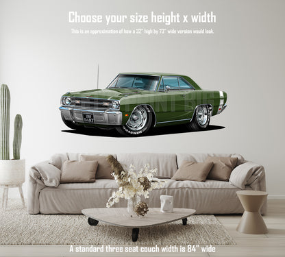 1969 Dart GTS Dark Green Muscle Car Wall Art Decal
