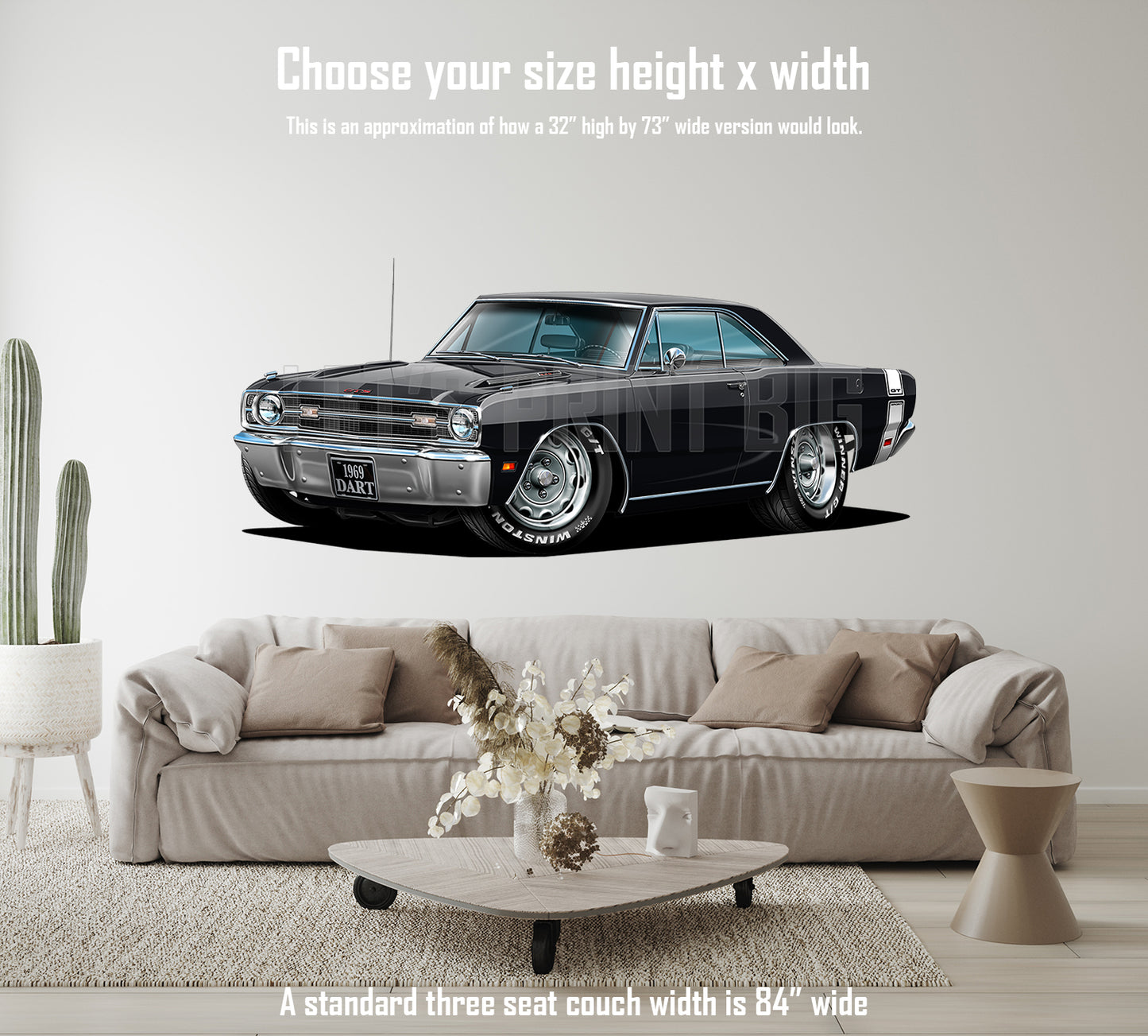 1969 Dart GTS Black Muscle Car Wall Art Decal
