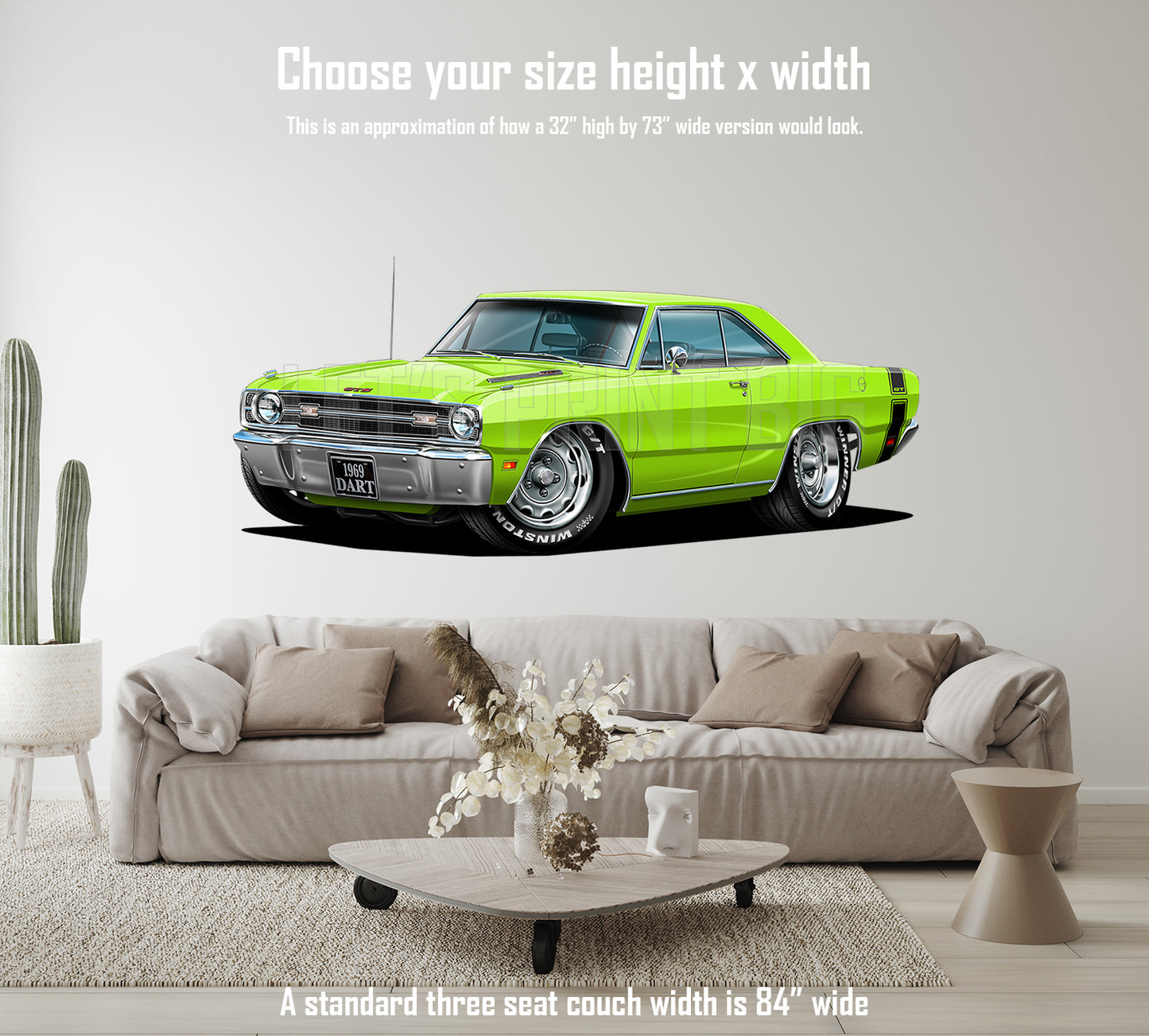 1969 Dart GTS Sublime Lime Muscle Car Wall Art Decal
