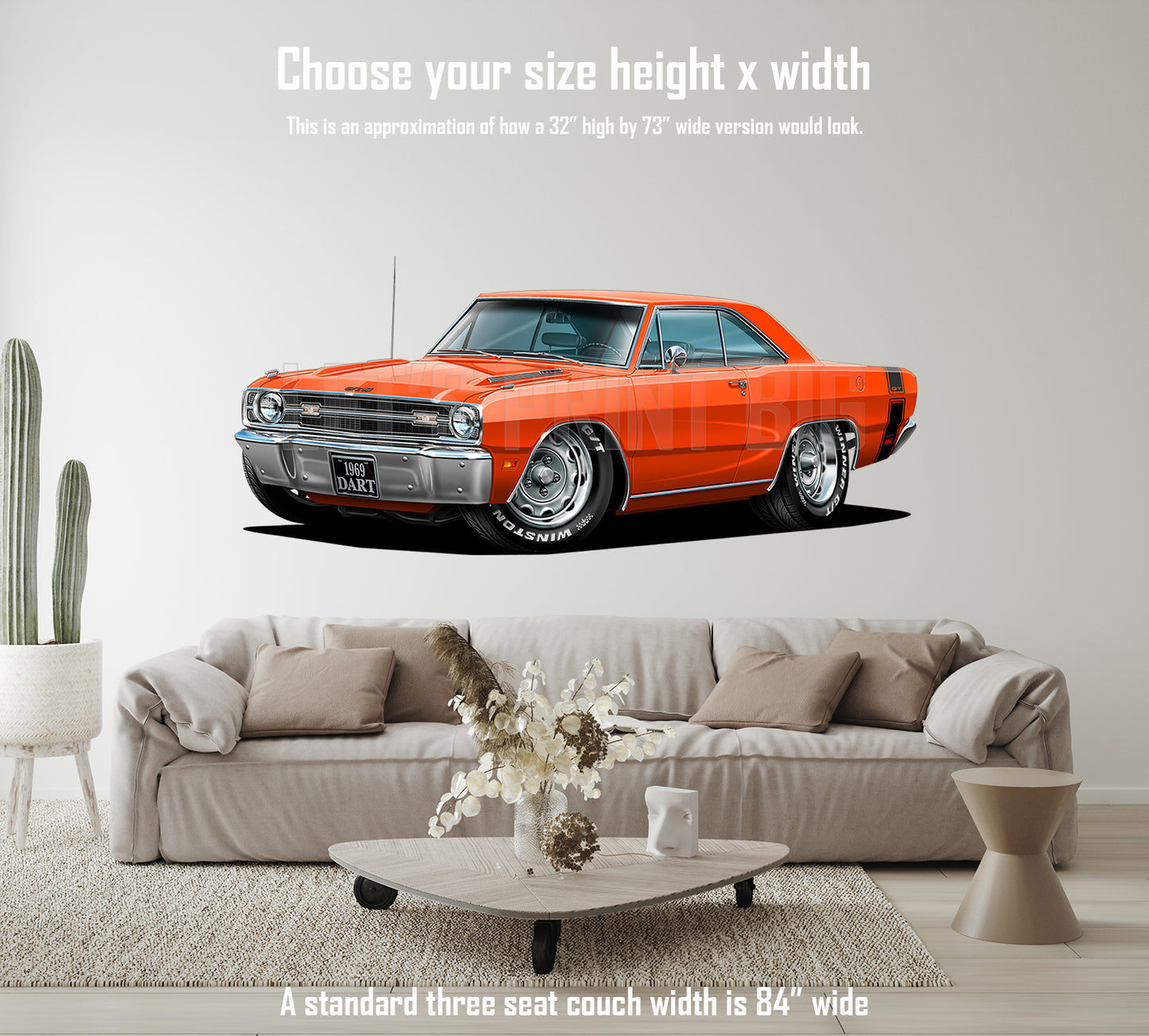 1969 Dart GTS Orange Muscle Car Wall Art Decal