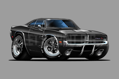 Car Art 1969 Charger Cartoon Wall Decal