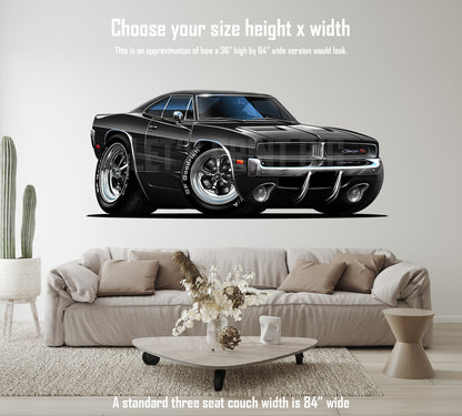 Car Art 1969 Charger Cartoon Wall Decal