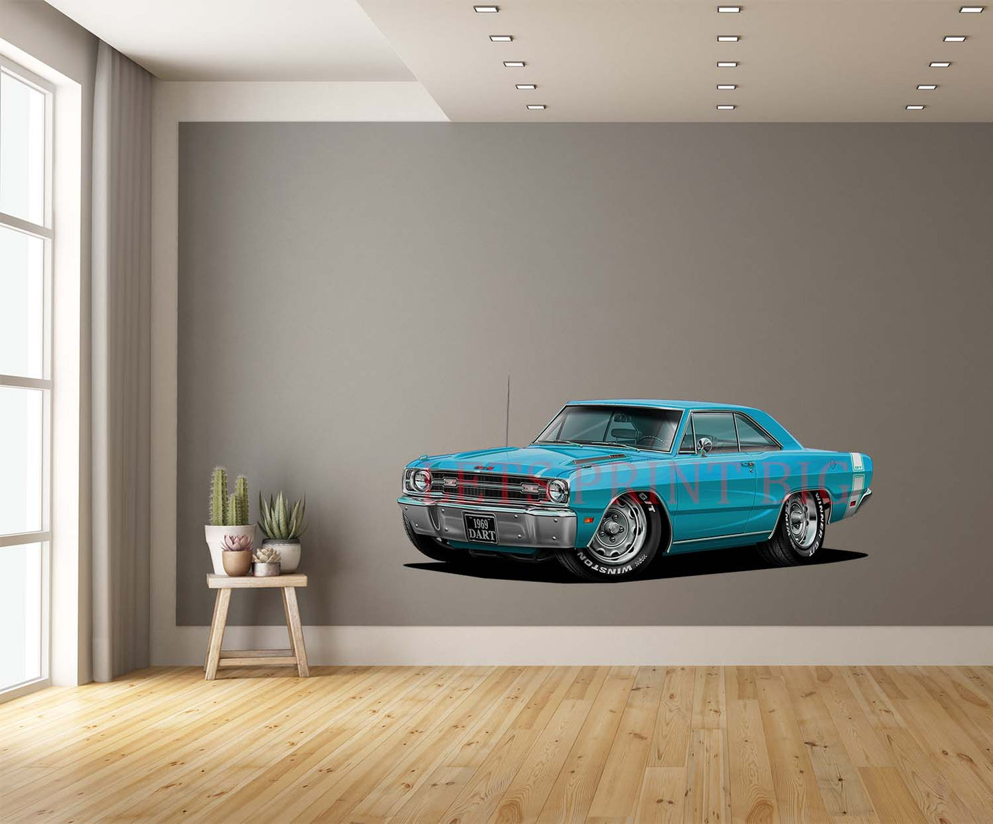 1969 Dart GTS Light Blue Muscle Car Wall Art Decal