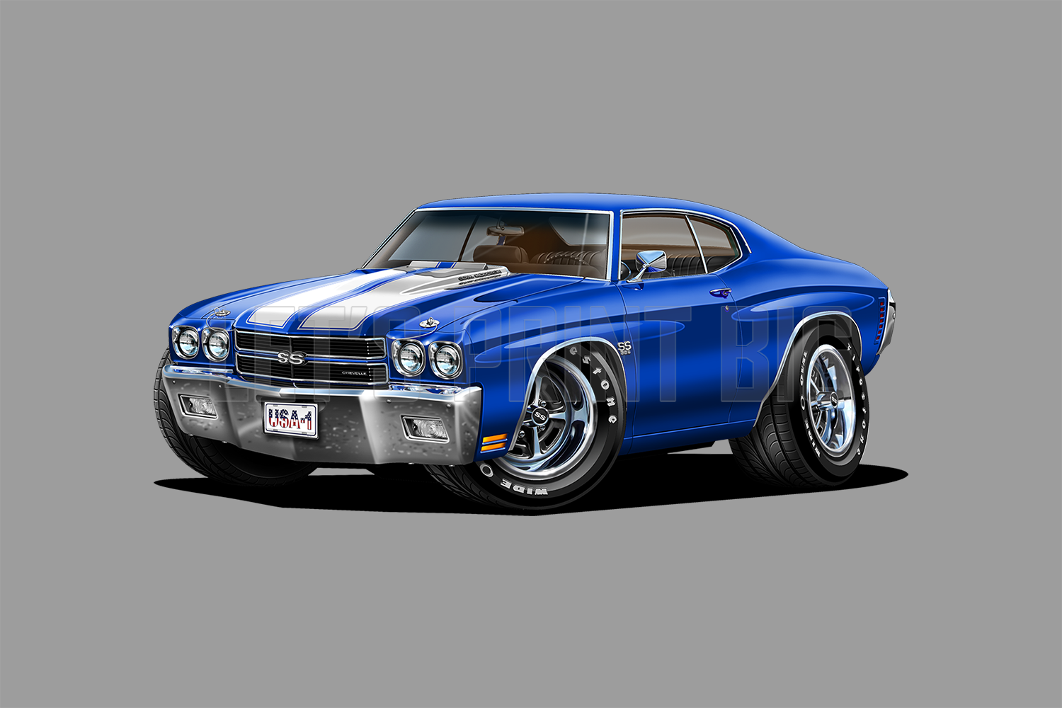 Car on Wall Art 1970 Chevelle Chevy Muscle Car Cartoon Decal