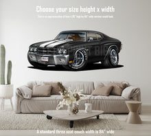 Car Art 1970 Black Chevelle Muscle Car Cartoon Wall Decal