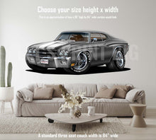 Car Art 1970 Gray Chevelle Muscle Car Cartoon Wall Decal
