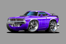 Car Art 1970 Plymouth Cuda Muscle Car Cartoon Wall Decal