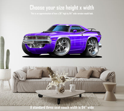 Car Art 1970 Plymouth Cuda Muscle Car Cartoon Wall Decal