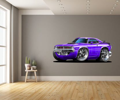 Car Art 1970 Plymouth Cuda Muscle Car Cartoon Wall Decal