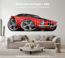 Car Art 1970 Red Camaro Z28 Hot Rod Cartoon Wall Decal
