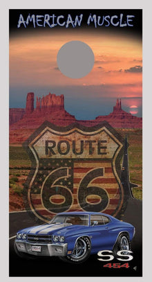 1970 Chevelle SS Route 66 American Muscle Cornhole Board Decal Wraps