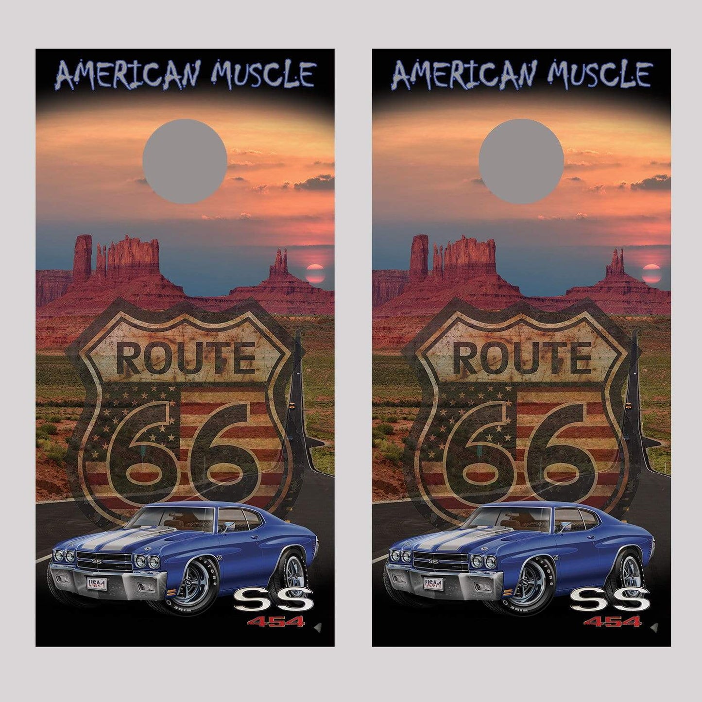 1970 Chevelle SS Route 66 American Muscle Cornhole Board Decal Wraps