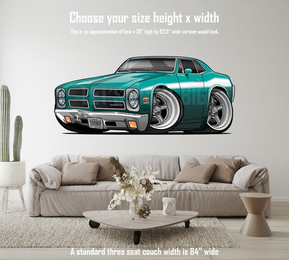 Car Art 1972 Pontiac Ventura Sprint Version 2 Different Wheels Hot Rod Cartoon Wall Decal