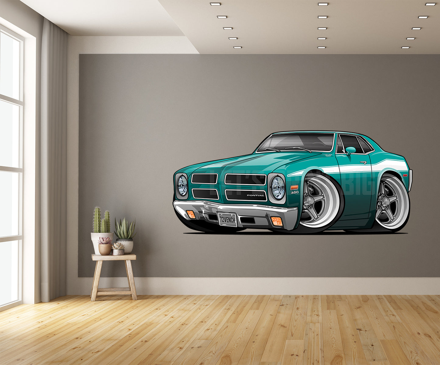 Car Art 1972 Pontiac Ventura Sprint Version 2 Different Wheels Hot Rod Cartoon Wall Decal
