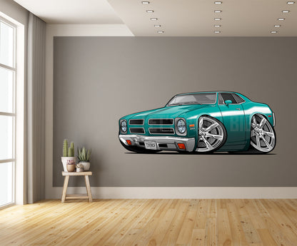 Car Art 1972 Pontiac Ventura Sprint Hot Rod Cartoon Wall Decal