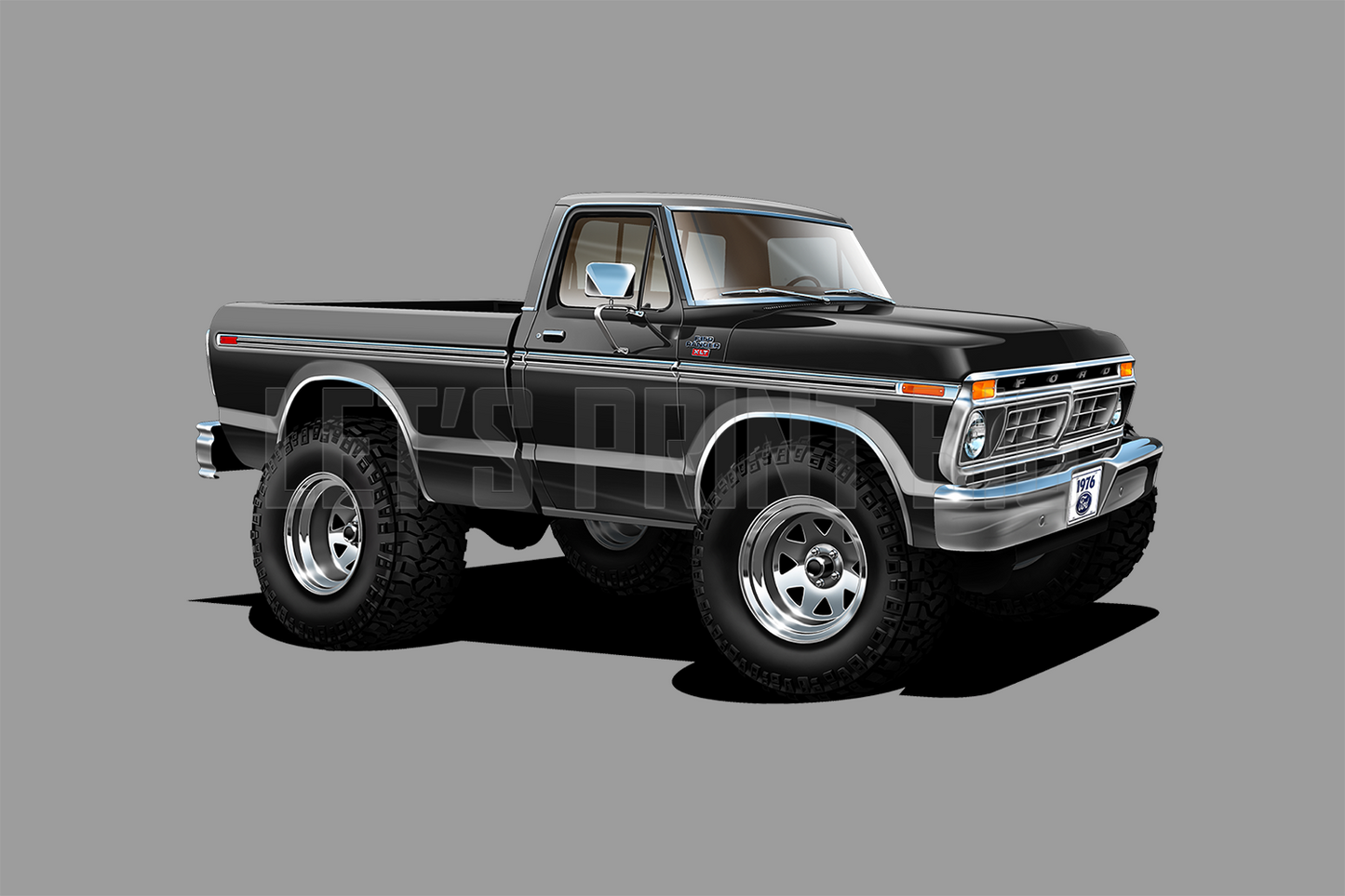 Car Art 1976 F-150 Ranger XLT 4x4 Pickup Cartoon Wall Decal