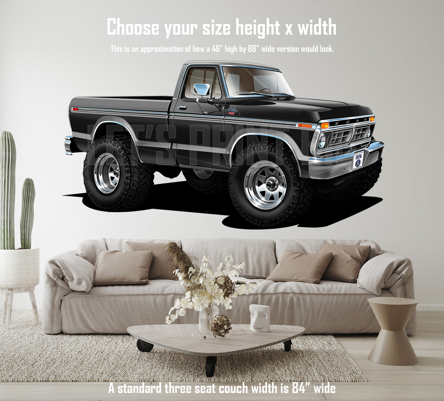 Car Art 1976 F-150 Ranger XLT 4x4 Pickup Cartoon Wall Decal