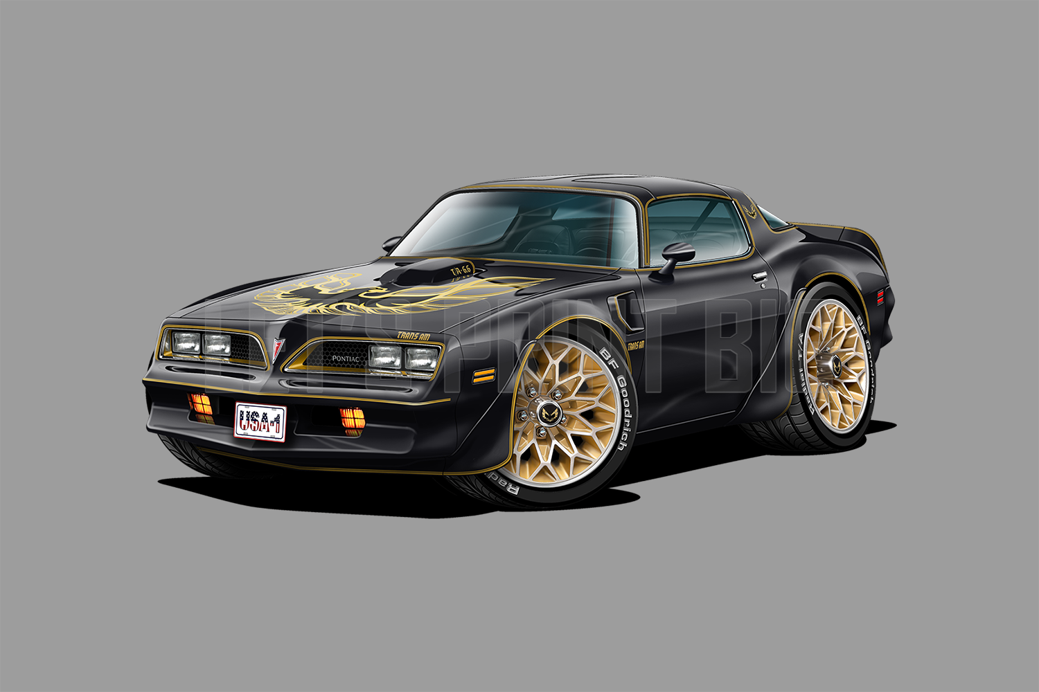 1977 Pontiac Trans Am Car on Wall Black Bandit Hot Rod Decal