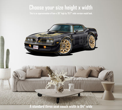 1977 Pontiac Trans Am Car on Wall Black Bandit Hot Rod Decal