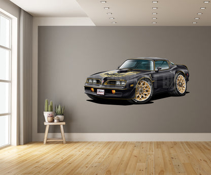 1977 Pontiac Trans Am Car on Wall Black Bandit Hot Rod Decal