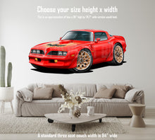 1977 Pontiac Trans Am Red Hot Rod Cartoon Wall Decal