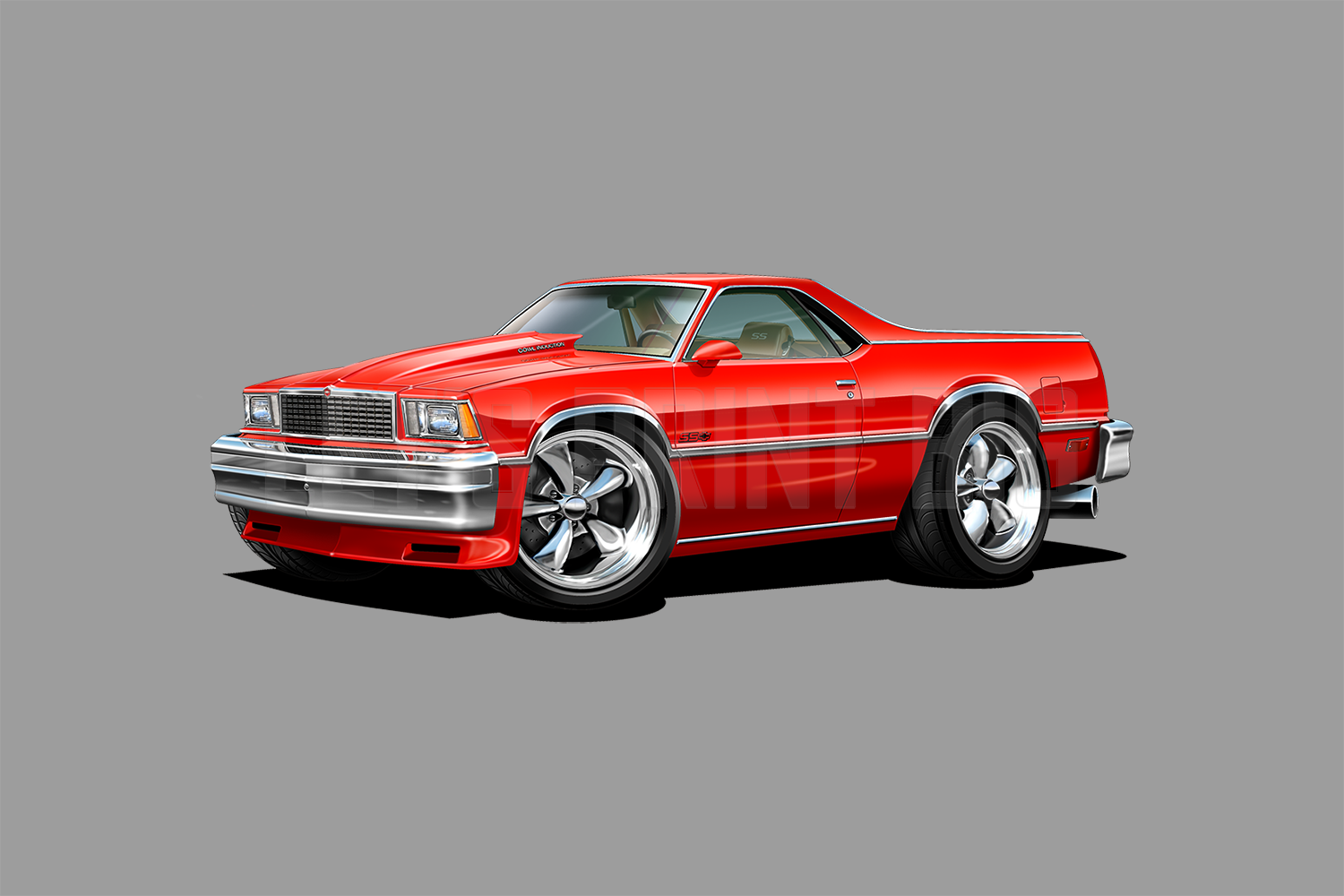 Car Art 1978 El Camino Hot Rod Cartoon Wall Decal