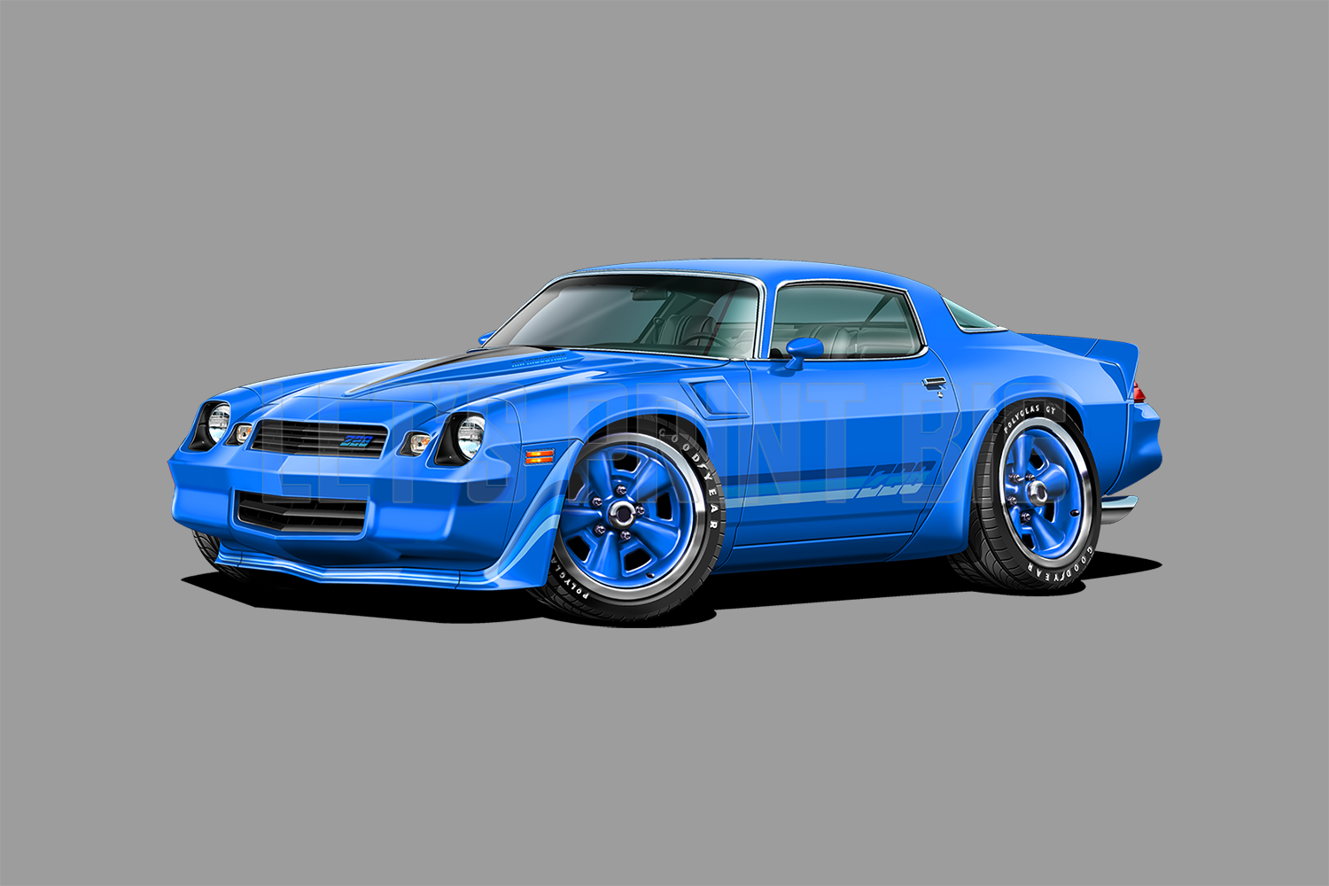 1981 Camaro Z28 Hardtop Blue Muscle Car Art Wall Decal