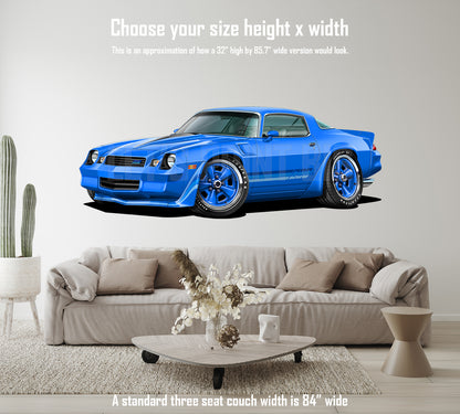 1981 Camaro Z28 Hardtop Blue Muscle Car Art Wall Decal