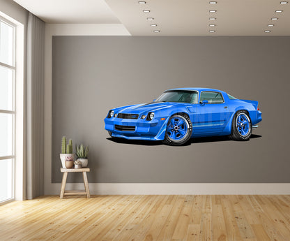 1981 Camaro Z28 Hardtop Blue Muscle Car Art Wall Decal
