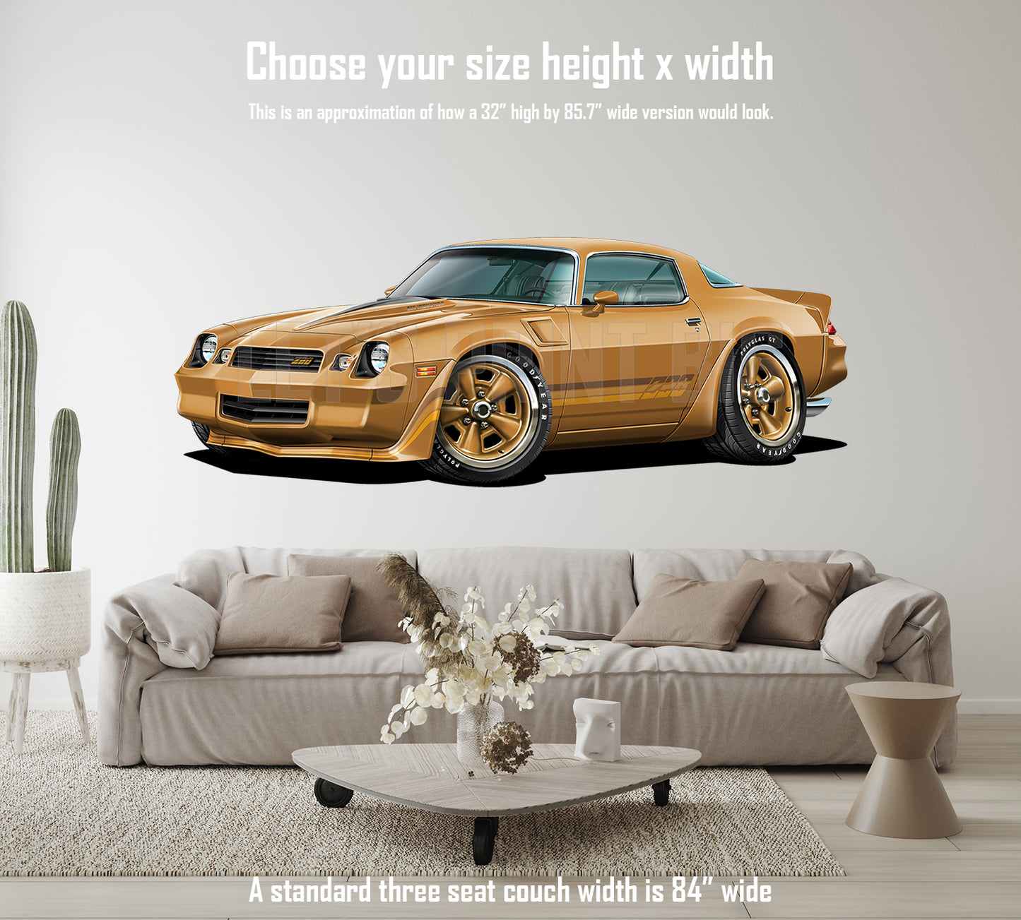 1981 Camaro Z28 Hardtop Gold Muscle Car Art Wall Decal