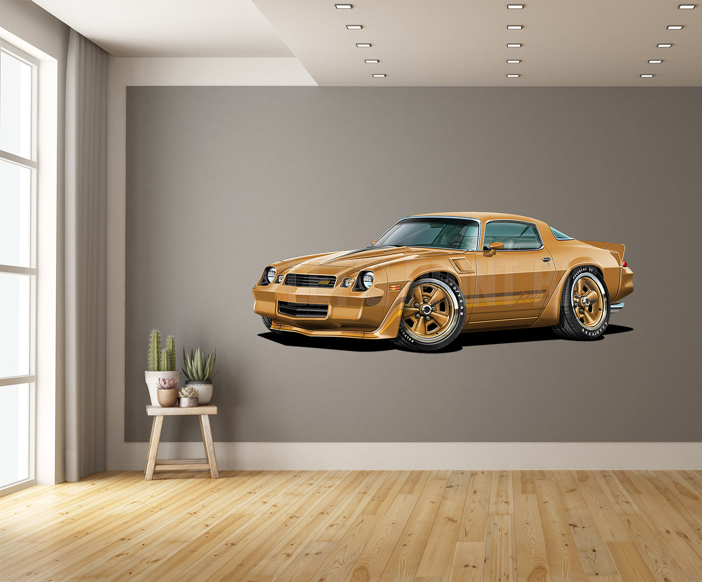 1981 Camaro Z28 Hardtop Gold Muscle Car Art Wall Decal
