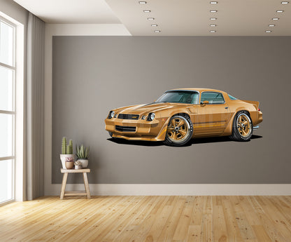 1981 Camaro Z28 Hardtop Gold Muscle Car Art Wall Decal