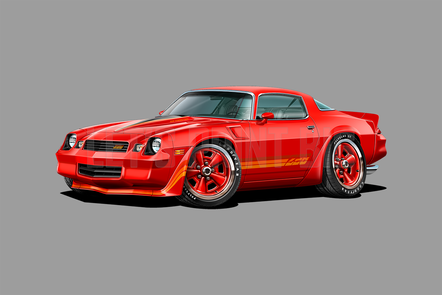 1981 Camaro Z28 Hardtop Red Muscle Car Art Wall Decal