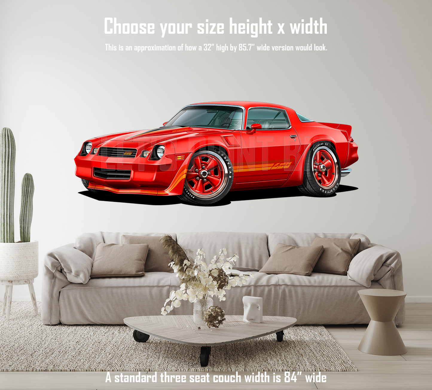 1981 Camaro Z28 Hardtop Red Muscle Car Art Wall Decal