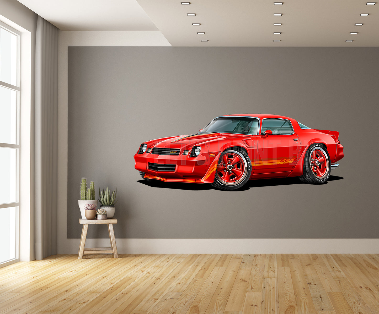 1981 Camaro Z28 Hardtop Red Muscle Car Art Wall Decal