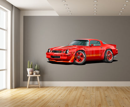 1981 Camaro Z28 Hardtop Red Muscle Car Art Wall Decal