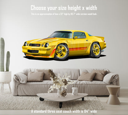 1981 Camaro Z28 Hardtop Yellow Muscle Car Art Wall Decal