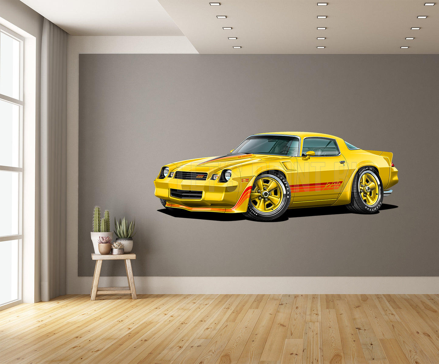 1981 Camaro Z28 Hardtop Yellow Muscle Car Art Wall Decal