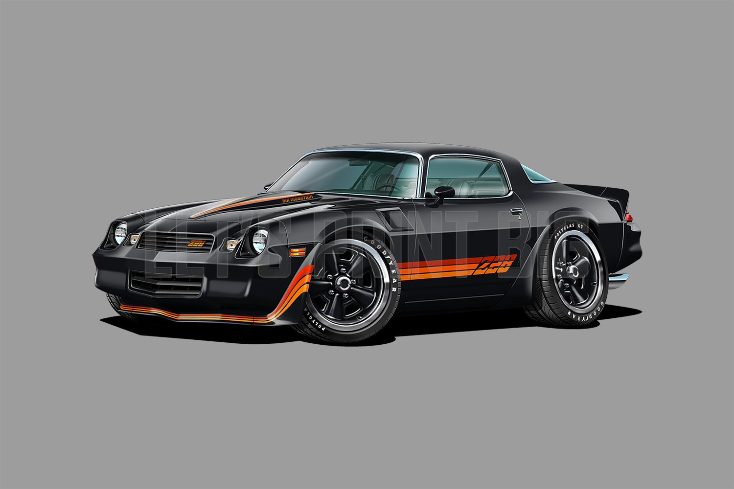 1981 Camaro Z28 Hardtop Black Muscle Car Art Wall Decal