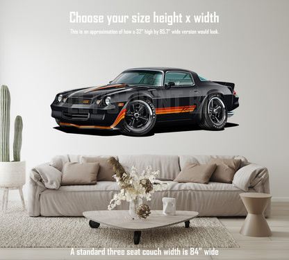 1981 Camaro Z28 Hardtop Black Muscle Car Art Wall Decal
