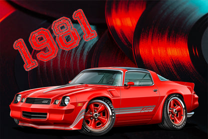 1981 Vinyl Records Camaro Car Art Mural Wallpaper