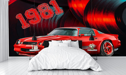 1981 Vinyl Records Camaro Car Art Mural Wallpaper