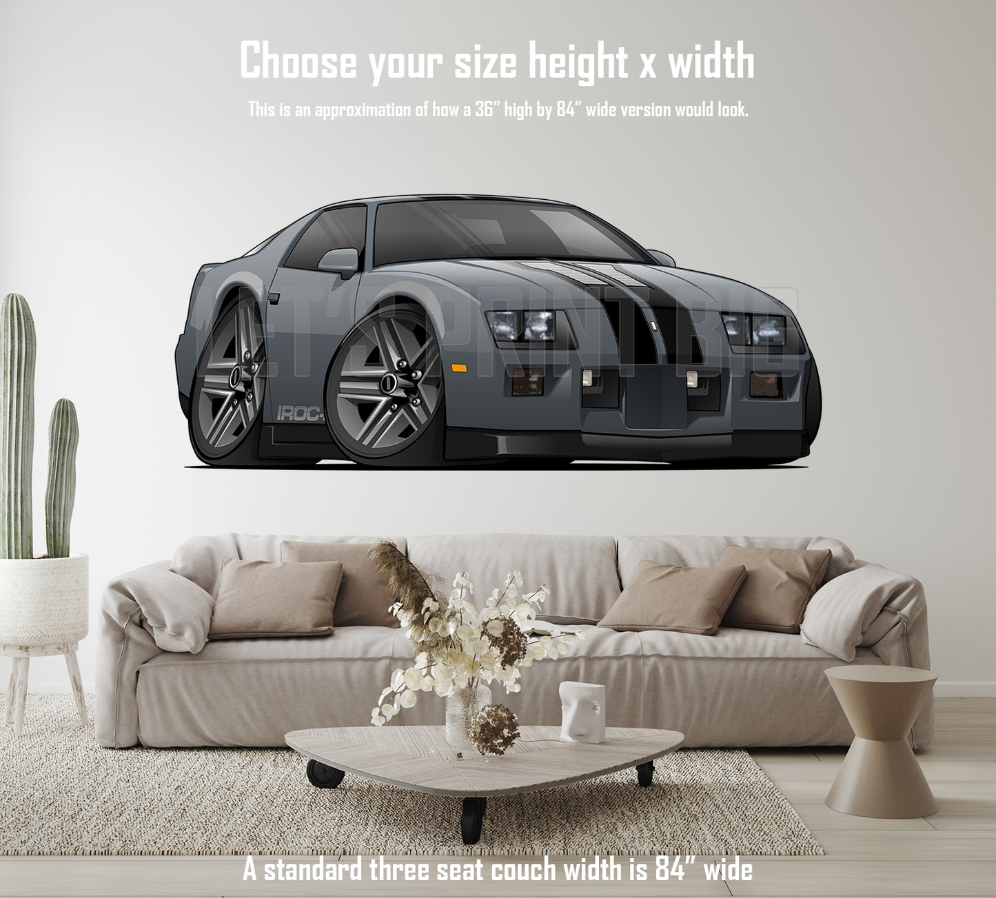 Car Art 1987 Camaro IROC Z28 Cartoon Wall Decal