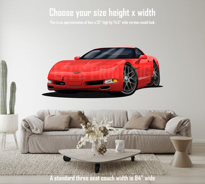 1997 Corvette Hot Rod Car Art Cartoon Wall Decal