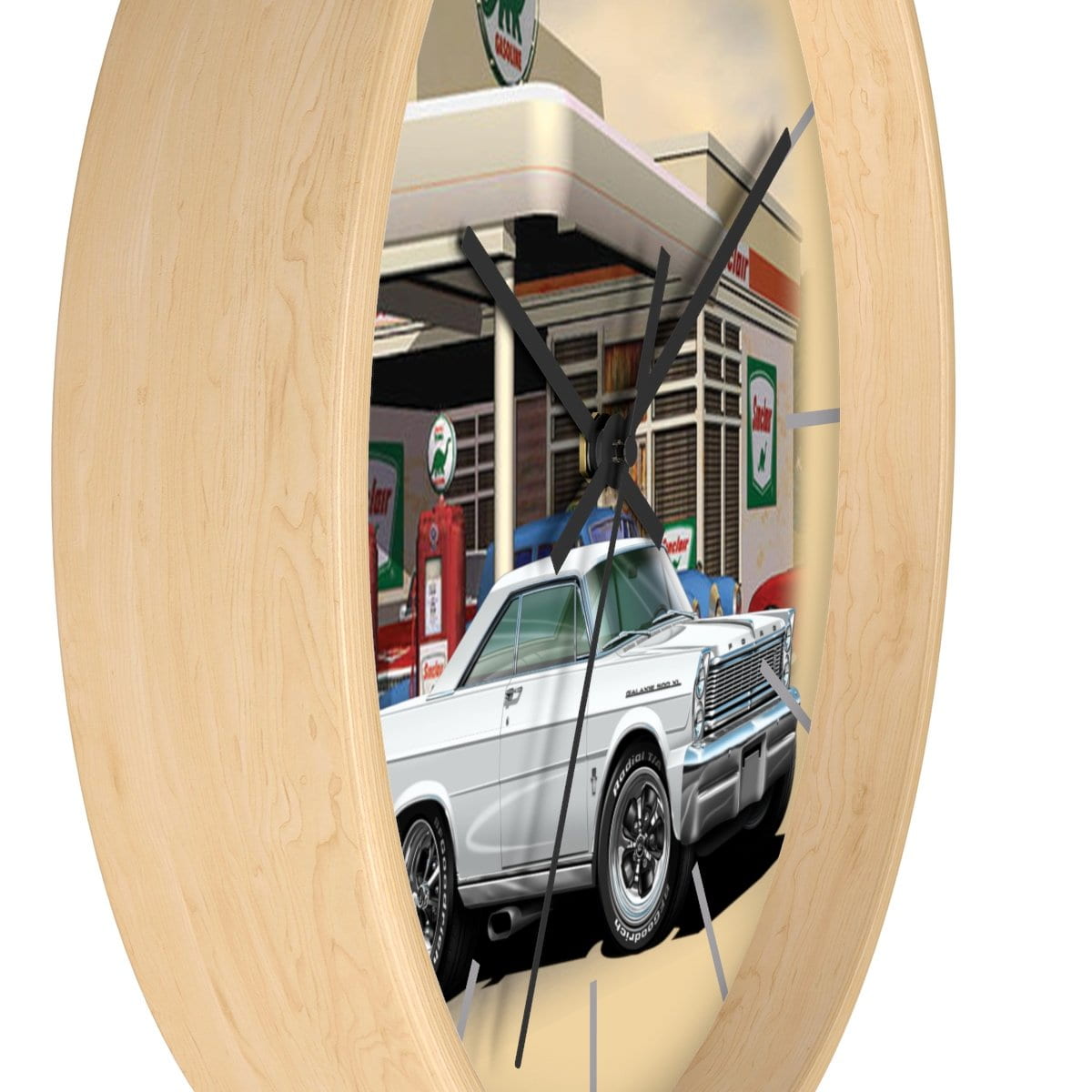1965 Galaxie Gas Station muscle car art Wall clock