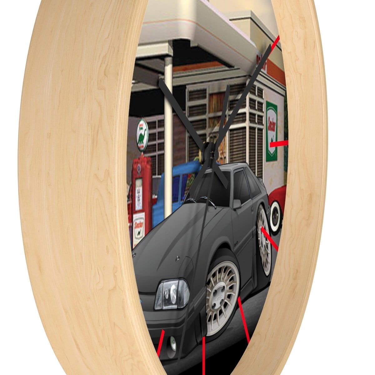 Fox Body Mustang Gas Station Wall clock