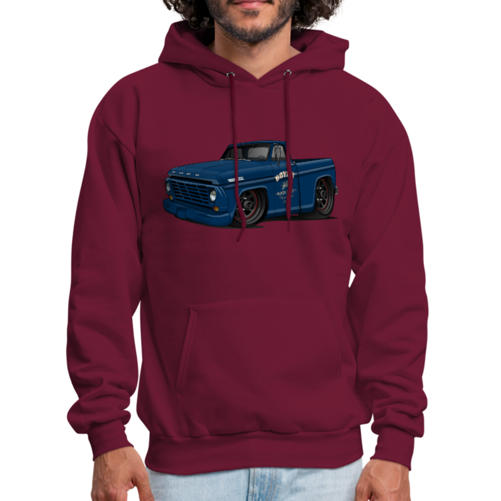 1967 Blue Ford F-100 Men's Hoodie - burgundy