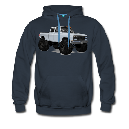 White Chevrolet 4x4 Crew Cab Pickup Truck Men’s Premium Hoodie - navy