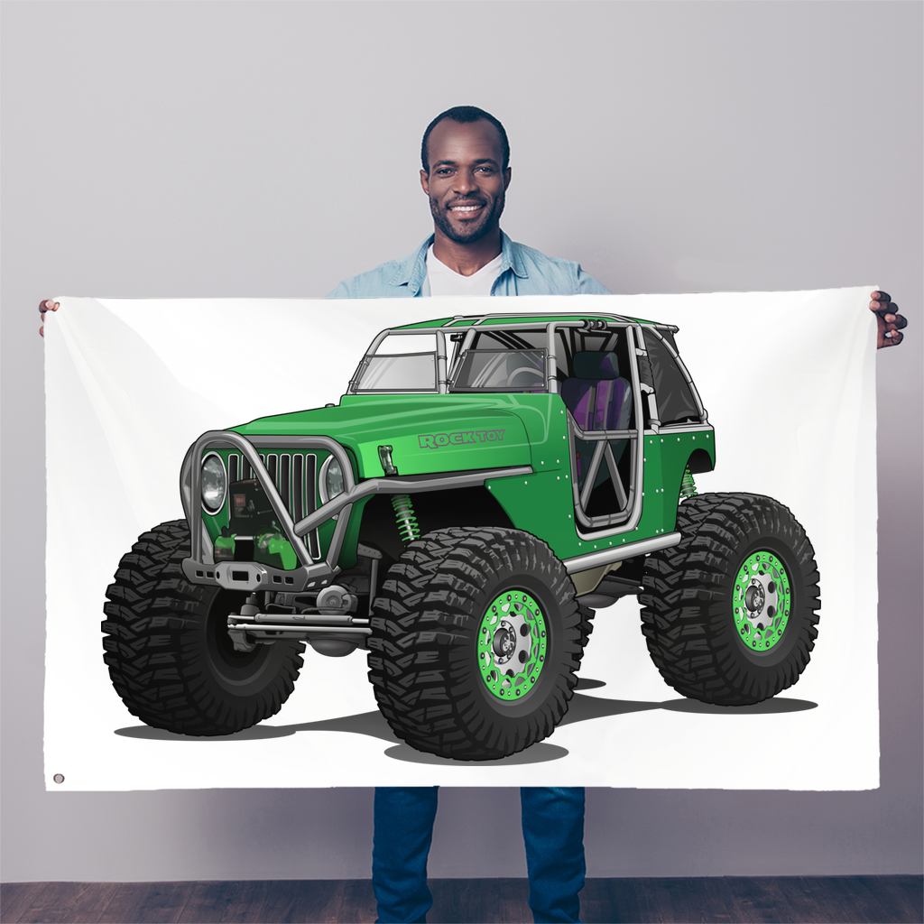 Jeep 4x4 Rocktoy Rock Climber Car Art Sublimation Flag
